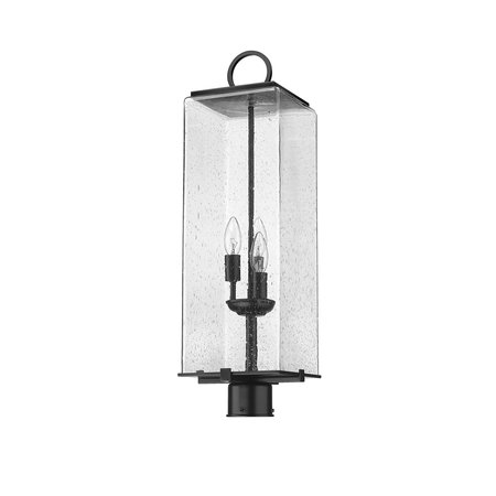 Z-Lite Sana 3 Light Outdoor Post Mount Fixture, Black And Seedy 592PHBR-BK